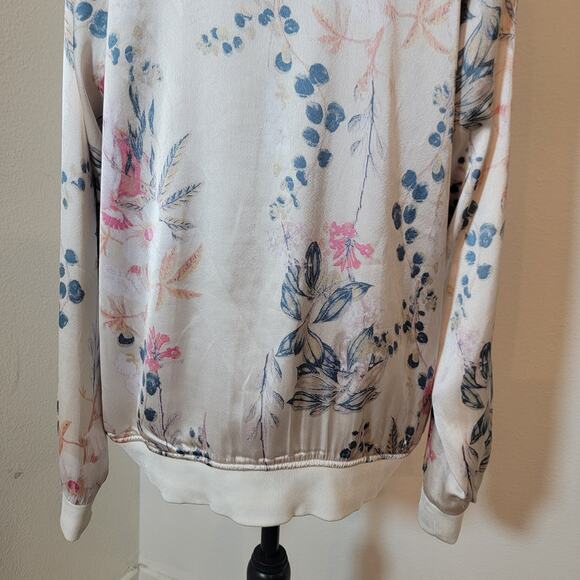 Lucky Brand Satin Bomber Reversible Full Zip Floral Jacket Sz XL Romantic Edgy - Picture 8 of 16